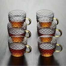 12pcs/6pcs/4pcs/2pcs Set Dragon Scale Patterned Glass Cup, 120ML Small Tea Cup, Luxury Cup, Whiskey Glass, Suitable For Tea, Coffee, Home, Office, Cafe - Clear - View 4