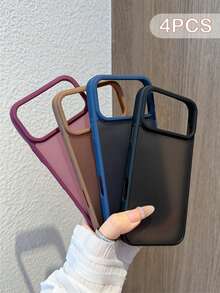 4pcs Skin-Friendly Matte Transparent Phone Cases In Black, Burgundy, Brown And Blue, Compatible With IPhone 17, 17 Pro, 17 Air, 17 Pro Max, 11, 11 Pro, 11 Pro Max, 12, 12 Pro, 12 Pro Max, 13, 13 Pro, 13 Pro Max, 14, 14 Pro, 14 Plus, 14 Pro Max, 15, 15 Pro, 15 Plus, 16, 16 Pro, 16 Pro Max, 16 Plus - Multicolor - View 18