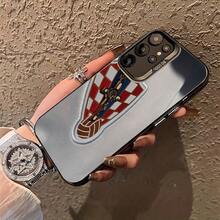 [Expédition locale 24 heures] Étui de téléphone avec motif de l'équipe nationale croate C pour Apple 17" 22-26 Galaxy 13-15 ULTRA 1P, convient pour Galaxy S25 Ultra | S24 Plus | S23 FE | S21 Pro | S22 | S20+ | A03S | A05S | A14 | A31 | A53 | A34 | A10 | A04E | M04 | A33 | A35 | A55 | A72 | A71 | A70 | A22 | A16 | A06 | A20S | A54 et autres téléphones, anti-salissures | mode | , matériau IMD argent - Noir - Voir 2