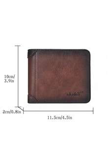 Men's Slim Bifold Wallet, Vertical Trifold Leather Card Holder With Driver's License Compartment, Multi-Function - Multicolor - View 5