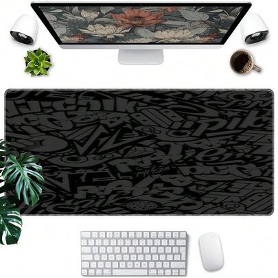 1 件装黑色/灰色超大鼠标垫，游戏桌垫，大型键盘垫，可水洗，橡胶防滑底，密封边缘设计，礼品鼠标垫，桌面保护垫，学习桌垫，多种尺寸可选，电脑键盘垫，笔记本电脑垫