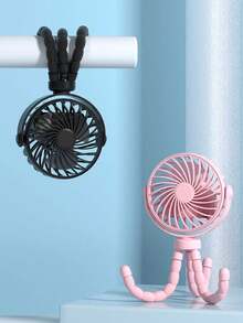 1pc Octopus Stroller Fan, USB Rechargeable Portable Silent Mini Handheld Foldable Fan With LED Night Light, 3-Speed Adjustable Fan For Travel, Camping - Pink 2 Pieces - View 10