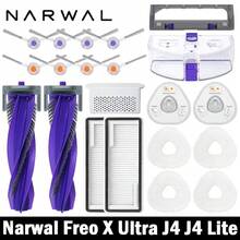 Pièces de rechange pour aspirateur robot Narwal Freo X Ultra / J4 / J4 Lite, comprenant brosse principale, brosse latérale, chiffon de serpillière, filtre HEPA - Voir 2