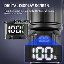 Long Range White Light Flashlight, COB Digital Battery Level Display Magnetic Bright Flashlight, Suitable For Camping, Hiking, Adventure - Multicolor - View 2