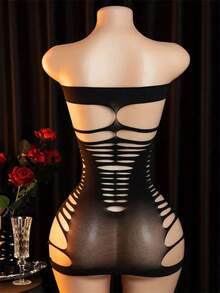 Strapless Hollowed Out Sleeveless Open Bra See Through Lingerie Erotic Babydoll Nightwear Chemises - Z69 - 查看 8