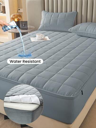 1 pieza Protector de colchón acolchado y grueso impermeable con cremallera, se ajusta a colchones de 6-12 pulgadas, para camas individuales, dobles, queen y king, transpirable, sin ruido, a prueba de polvo, lavable, hipoalergénico, con cremallera de alta calidad, accesorio ideal para el hogar, regalo perfecto para las fiestas