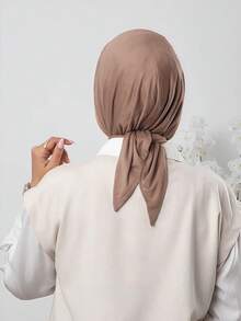 1件装速戴三角头巾，一体式系带设计，快速佩戴不滑落，无需内衬帽，适合日常佩戴、祈祷和外出。 - 卡其色 - 查看 4