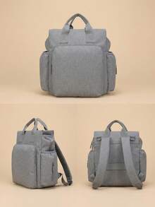 Unisex Baby Diaper Backpack, Suitable For Dads And Moms, With Diaper Pad, 16 Pockets, Pacifier Pouch, Large Capacity Travel Diaper Bag - Grey - View 1