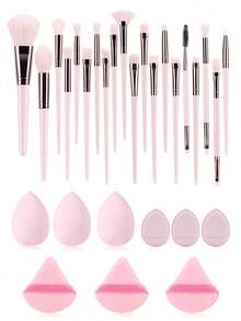 RANCAI 29pcs Professional Makeup Brush Set, Including Foundation, Concealer, Blush, Eyeshadow, 20 Makeup Brushes, 3 Powder Puffs, 3 Makeup Sponges And 3 Thumb Puffs. Makeup Brush Set, Makeup Brush Set, Makeup Brush Set, Complete Makeup Brush Set, Makeup Brush Set, Complete Makeup Set, Makeup Brush Set, Makeup Brush Set, Makeup Gift Set - Multicolor - View 11