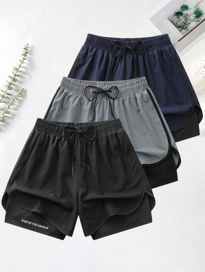 Men's Training Fitness Shorts, Summer Quick-Dry Elastic Running Shorts, Lightweight Breathable Lining, Multi-Function Sports Pants, Fitness Running Pants