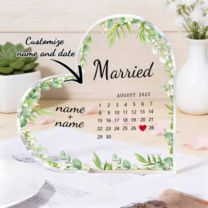 Custom Acrylic Wedding Commemorative Plaque - The Perfect Gift For Couples, Featuring A Transparent Inspirational Design, An Ideal Choice For Home Decor, Plaques, And Ornaments. Anniversary Gifts, Sentimental Keepsakes