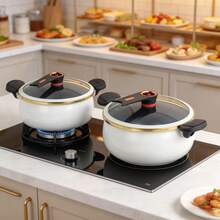 白色搪瓷铸铁锅，家用炖锅，汤锅，焖锅，适用于电磁炉和燃气灶 - 查看 10