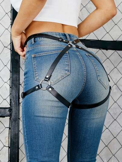 1pc Sexy Women Garter Belt PU Leather Body Harness Sexy Lingerie Suspenders Thigh Straps Steampunk Rivet Decorative