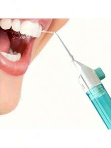 Water Flosser, Manual Dental Cleaner, Travel Portable Teeth Cleaning Device - Mint Blue - View 2