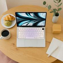 1 chiếc vỏ bàn phím silicon đa ngôn ngữ, phiên bản Châu Âu, phù hợp với Air Pro 13" 15" 14" 16" M5 M4 M3 M2 M1 A3240 A2941 A3241 A3114 A2442 A2779 A2918 A2992 A2780 A2991, thiết kế màu Tím Hoàng Hôn, tiếng Tây Ban Nha/Ukraina/Nga/Ả Rập/Đức/Ba Tư/Ý - Xem 13