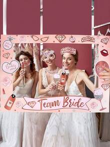Rose Gold Bride-To-Be Photo Frame Prop Set, Pre-Assembled, Suitable For Bachelorette Party, Wedding, Bridal Shower Photo Booth Decor - Multicolor - View 6