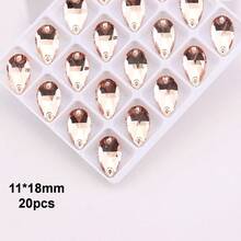 11*18mm, 20pcs/Pack, Flat Bottom Double Hole Exquisite Glass Rhinestones, Slim Teardrop Shape, For Sewing Wedding Dress, Handbag, Shoes Decoration, Jewelry Making Accessories - 11*18mm 20pcs - View 18