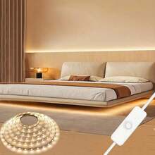 1 buah Lampu Strip LED USB Warm White 1m/2m/3m/4m/5m dengan Saklar Tombol, Lampu Pita LED yang Dapat Diredupkan untuk Penerangan Samping Tempat Tidur dan Kamar Tidur, Lampu Malam Tangga, Cermin, Penerangan Meja Rias - Strip lampu tombol - View 2
