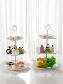 Three Layer White Cake Rack, Cookie Tray, And Cupcake Tower, Suitable For Weddings, Graduation Parties, And Other Occasions/Festivals/Gatherings/Cake Decoration/Cupcake Rack/Room Decoration/Spring Decoration/Home Decoration/Spring Home Decoration/Kitchen Accessories - View 1