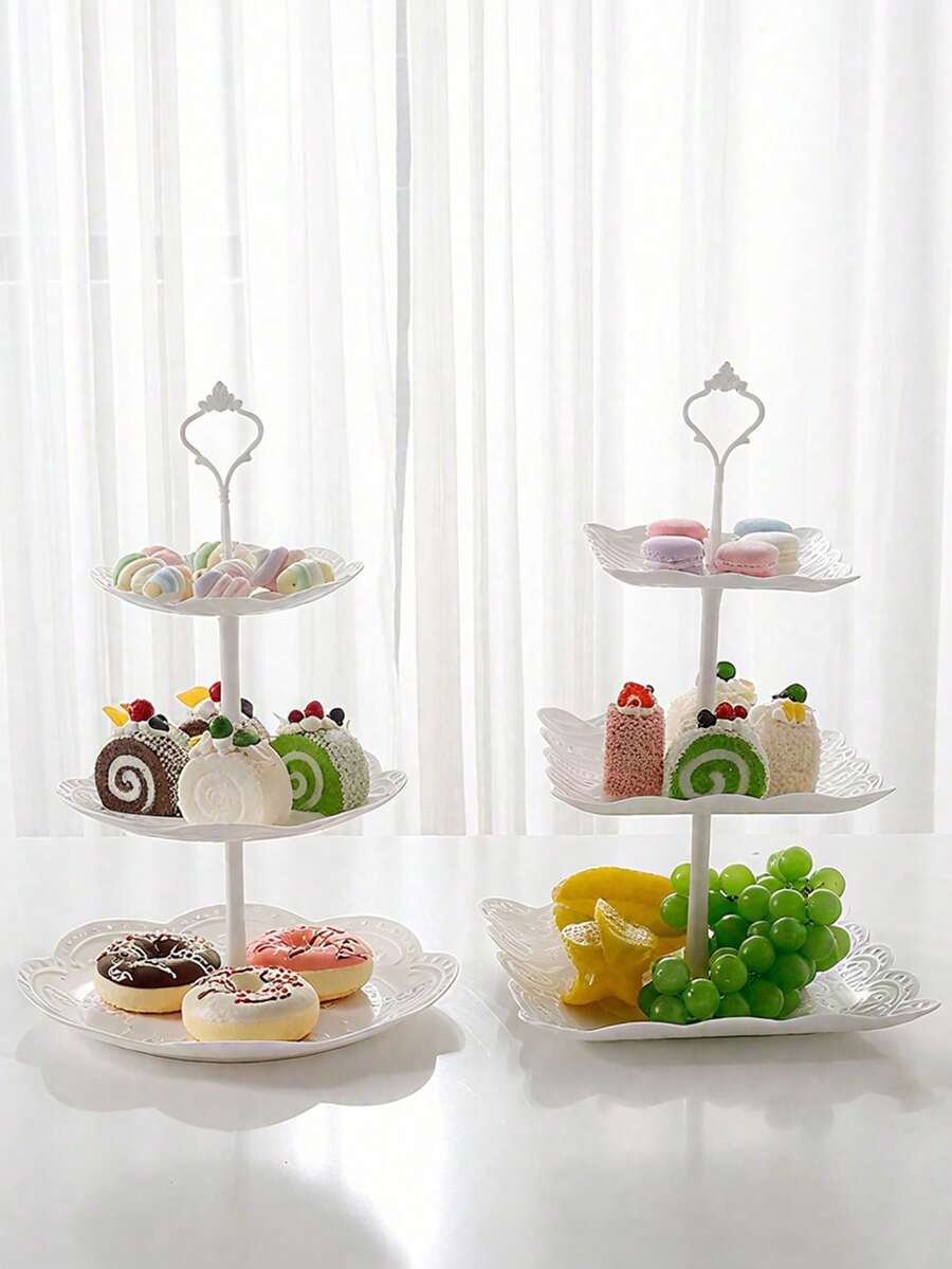 Three Layer White Cake Rack, Cookie Tray, And Cupcake Tower, Suitable For Weddings, Graduation Parties, And Other Occasions/Festivals/Gatherings/Cake Decoration/Cupcake Rack/Room Decoration/Spring Decoration/Home Decoration/Spring Home Decoration/Kitchen Accessories - View 1
