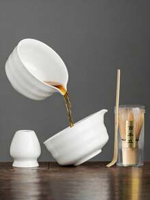 2/4pcs Japanese Matcha Bowl, Matcha Whisk, Matcha Spoon, Matcha Brush, Ceramic Tea Cup Set, Matcha Preparation Tools, Back To School Set, Holiday Gift Box, Halloween Gift Box - Japanese Matcha Whisk Set - Matcha Set Includes Matcha Whisk And Bowl (Matcha Bowl With Spout), Matcha Sifter, Matcha Whisk Stand And Matcha Spoon - Perfect Bamboo Matcha Whisk, Excellent Gift For Matcha Lovers - Multicolor - View 2