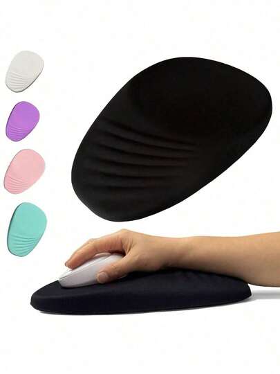 Pain Relief Ergonomic Wrist Rest Mouse Pad, Memory Foam Massage Design With Non-Slip PU Base, Soft Arc Surface For Office Home Workspace, Black/White Essential Desk Accessory