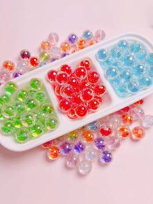 30pcs 16mm Random Style Acrylic Transparent Electroplated Candy Heart Colorful Beads, Suitable For DIY Jewelry Making - Great For Bracelets, Keychains And Accessories - Multicolor - View 7