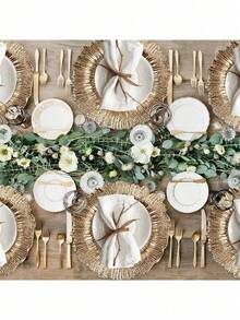 12/36 Pcs 13 Inch Floral Reef Charger Plates, Elegant Table Setting Chargers For Wedding Party & Home Dining Table Decoration - 金色 - 查看 6