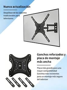 Soporte de pared para TV/monitor de metal con movimiento completo, brazo articulado con giro, inclinación y extensión, compatible con televisores LED LCD de pantalla plana,Soporte De Pared Para Tv/monitor De 14 A 55/(10"- 26"),carga máxima 50KG/12KG.400 X 400 Cm (260 X 260 CM) - Negro - Ver 6
