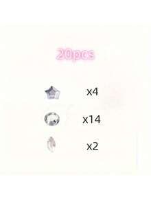 20pcs Butterfly & Star Transparent Glitter Tooth Gems Set, DIY European & American Tooth Jewelry Starter Kit, Unisex (Excluding Adhesive) - Clear - View 11