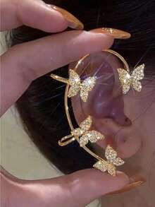 1 Set Elegant Gold Metal Butterfly Earrings, Suitable For Women's Daily Wear - Gold - View 6