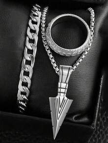 时尚男士朋克风箭头形合金吊坠项链 - 适合作为男友生日礼物，完美的珠宝和时尚搭配之选 - 箭頭項鍊 - 查看 2