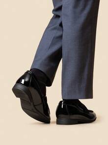Boys Dress Shoes Slip-On Loafers Tuxedo Patent Classic Velvet Shoes(Runs Small, Please Order One Size Up) - màu đen - Xem 6