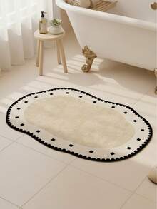 1 pieza Alfombra absorbente multiusos, alfombra de baño con borde negro con lunares, alfombra de cocina, alfombra de baño, alfombra de baño, felpudo, alfombra pequeña, alfombra, alfombra, decoración del hogar, alfombra de área, alfombra de exterior, decoración del hogar, alfombra de área, alfombra de dormitorio, alfombra lavable - Multicolor - Ver 2
