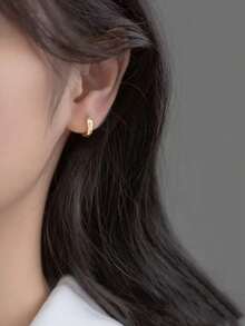 1件S925纯银镀18K金立方氧化锆花朵星月耳环，甜美时尚，优雅精致，女士耳环 - 金黃色 - 查看 11