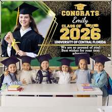1pc Personalized Graduation Banner With Photo Name Class Of 2026 Custom Graduation Backdrop Congratulations Graduate Party Decorations Supplies Congrats Grad Banners Yard Sign Graduation Gifts - Màu2 - Xem 4