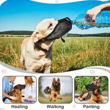 Cubierta de bozal de malla suave para perros pequeños/medianos/grandes, correa ajustable para prevenir mordeduras, envenenamientos, lesiones y masticación - Negro - Ver 1