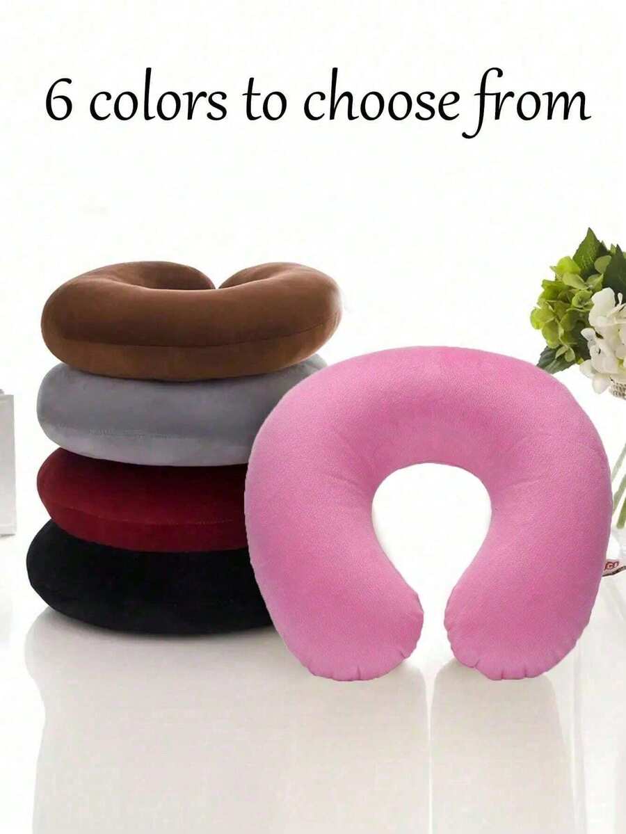 1pc Travel Neck Pillow, U-Shaped Neck Pillow With Soft Cover, Portable For Airplane, Car, Office, Supports And Protects Neck, Suitable For Travel, Study, Commuting - Multicolor - View 1