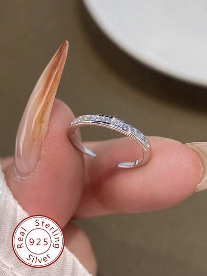 1枚S925纯银简约精致钻石脚趾戒指，尺寸可调节，适合夏季海滩佩戴