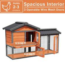 Chicken Coops,Wooden Outdoor Duck Coop, Outdoor 2-Tier Hen House  Poultry Quail Cage Rabbit Hutch Pet Hideout With Ramp,Waterproof Roof And Pull-Out Tray For Small Medium Animals-Expandable Design - 黃色 - 查看 7