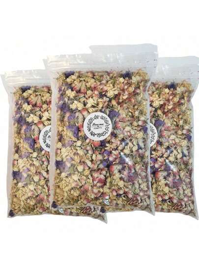 1 Pack 200g/300g Candle Dried Flowers, Birthday Wedding Decoration, Jasmine, Plum Blossom, Colorful Paper Confetti, Craft Supplies, Sachet Ingredients, Suitable For Wardrobe, Kitchen, Shoe Cabinet, Air Freshening, Real Dried Rose Petals For Foot Bath, Full Body Spa, DIY Handmade, Soap & Candle Making, Preserved Flowers, Festival Wedding Party Decor