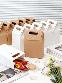 10个/20个装小窗口自立袋，烘焙包装，牛轧糖，迷你糖果，饼干盒，雪花蛋糕包装袋，菠萝蛋糕，曲奇，马卡龙，蛋糕盒，白色卡纸包装盒，糖果，零食 - 查看 10