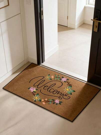 1pc Welcome Mat - Entrance Mat, Indoor/Outdoor Doormat, Non-Slip Floor Carpet, Suitable For Living Room, Bedroom, Garden And Home Decor, Machine Washable