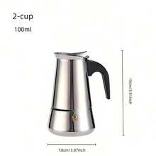 2/4/6/9/12 tazas Cafetera de Espresso de Acero Inoxidable, Cafetera Moka de 100-600ml para el hogar, la cocina, el camping - Plateado - Ver 13