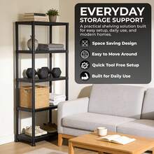Crystals Plastic Storage Shelving Unit – 3-Tier, 4-Tier & 5-Tier Heavy-Duty Organiser Rack For Home, Garage & Utility - Black - View 8