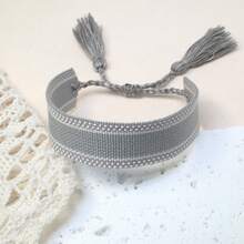 1 buah Gelang Kreatif Minimalis Vintage Anyaman Bohemian Buatan Tangan, Unisex - Grey - View 6