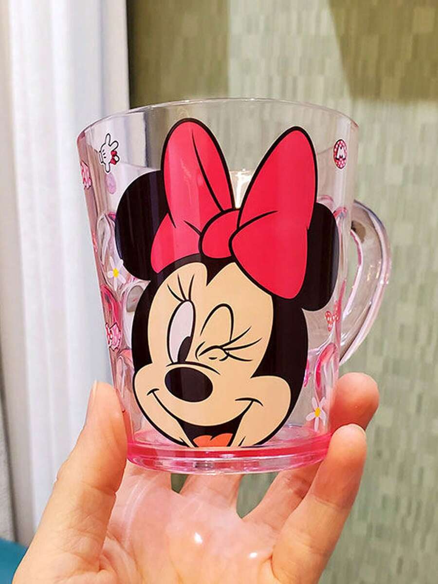 1pc Disney Crystal Cup, Cute Mickey/Minnie Cartoon Plastic Rinse Cup, Unisex Mouthwash Cup, Creative Crystal Cup - Multicolor - View 1