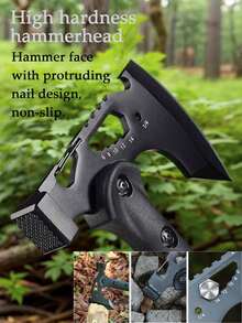 多功能高碳钢工字斧，伐木斧，徒步斧，露营斧，弯头消防斧 - 黑色 - 查看 6