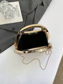 新款彩虹编织晚宴包，金色手柄链条斜挎包，小众高端手拿包，拉链手提包，度假风单肩包，复古金色手柄彩虹编织晚宴包，法式小众设计，可拆卸链条 - 米色 - 查看 8