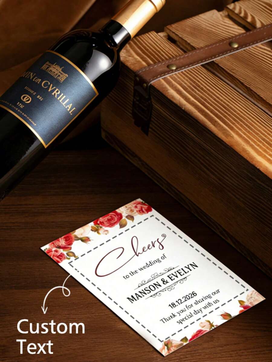 Customizable Wine Bottle Label Stickers - Personalized Gifts Suitable For Couples, Birthdays, Anniversaries, Weddings - Applicable To Wine, Prosecco And Champagne Bottles - Multicolor - View 1